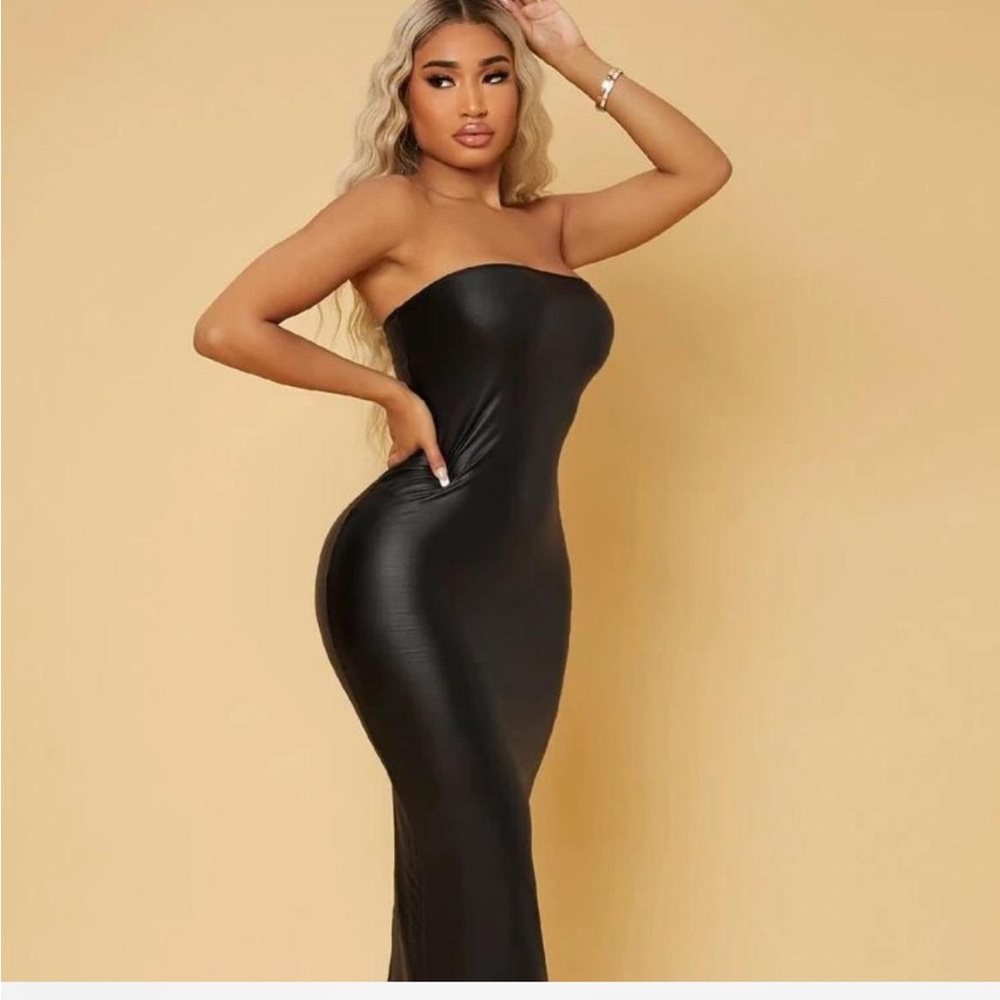 faux leather maxi dress